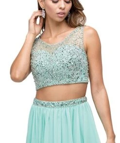 Dancing Queen - 9574 Two-Piece Shimmering Beaded Bodice A-line Prom Dress 8 Dancing Queen - 9574 Two-Piece Shimmering Beaded Bodice A-line Prom Dress