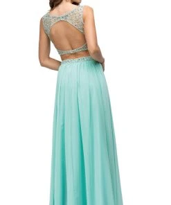 Dancing Queen - 9574 Two-Piece Shimmering Beaded Bodice A-line Prom Dress 10 Dancing Queen - 9574 Two-Piece Shimmering Beaded Bodice A-line Prom Dress