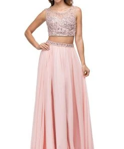 Dancing Queen - 9574 Two-Piece Shimmering Beaded Bodice A-line Prom Dress 9 Dancing Queen - 9574 Two-Piece Shimmering Beaded Bodice A-line Prom Dress