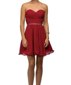 Dancing Queen - 9581 Crisscross Ruching On Sweetheart A-Line Short Party Dress