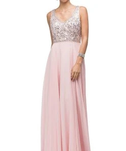 Dancing Queen - 9589 Beaded Bodice Chiffon A-line Prom Dress