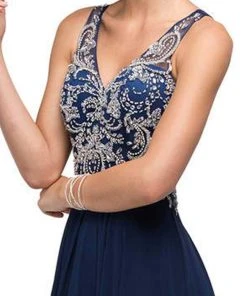 Dancing Queen - 9603 Long Lace Adorned Illusion A-Line Prom Dress 10 Dancing Queen - 9603 Long Lace Adorned Illusion A-Line Prom Dress