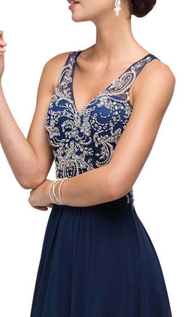 Dancing Queen - 9603 Long Lace Adorned Illusion A-Line Prom Dress 4 Dancing Queen - 9603 Long Lace Adorned Illusion A-Line Prom Dress