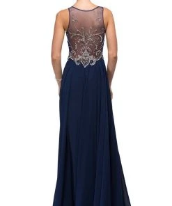 Dancing Queen - 9603 Long Lace Adorned Illusion A-Line Prom Dress 11 Dancing Queen - 9603 Long Lace Adorned Illusion A-Line Prom Dress