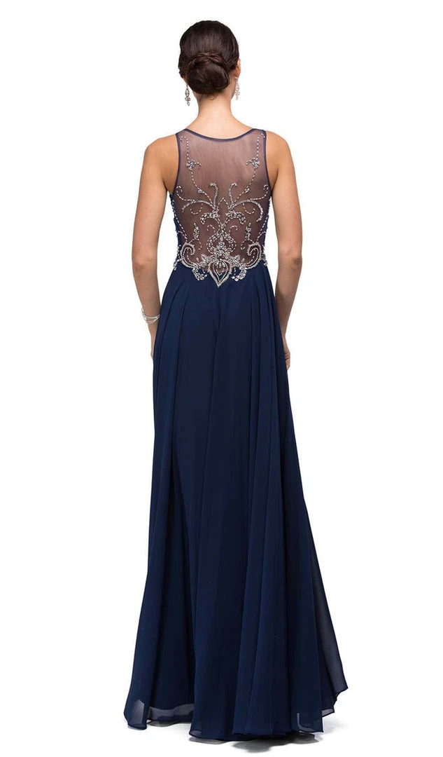 Dancing Queen - 9603 Long Lace Adorned Illusion A-Line Prom Dress 5 Dancing Queen - 9603 Long Lace Adorned Illusion A-Line Prom Dress