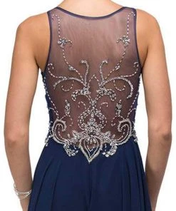 Dancing Queen - 9603 Long Lace Adorned Illusion A-Line Prom Dress 12 Dancing Queen - 9603 Long Lace Adorned Illusion A-Line Prom Dress