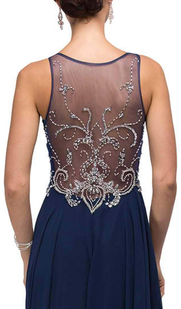 Dancing Queen - 9603 Long Lace Adorned Illusion A-Line Prom Dress 6 Dancing Queen - 9603 Long Lace Adorned Illusion A-Line Prom Dress