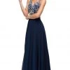 Dancing Queen - 9603 Long Lace Adorned Illusion A-Line Prom Dress