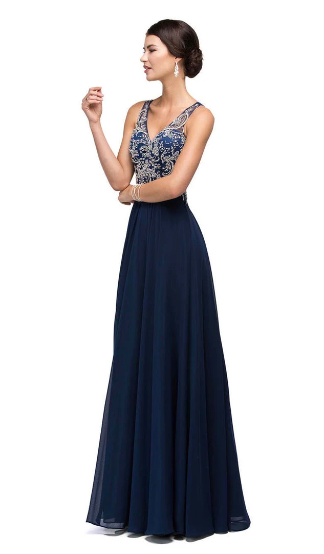 Dancing Queen - 9603 Long Lace Adorned Illusion A-Line Prom Dress 3 Dancing Queen - 9603 Long Lace Adorned Illusion A-Line Prom Dress