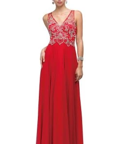 Dancing Queen - 9603 Long Lace Adorned Illusion A-Line Prom Dress 15 Dancing Queen - 9603 Long Lace Adorned Illusion A-Line Prom Dress