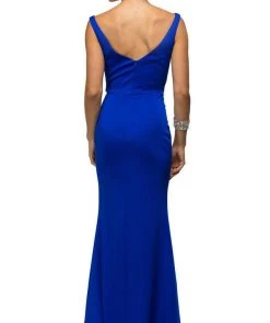 Dancing Queen - 9609 V-Neck Wide Waistband Evening Dress 12 Dancing Queen - 9609 V-Neck Wide Waistband Evening Dress