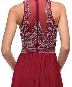 Dancing Queen - 9689 Jeweled High Illusion Long Chiffon A-Line Prom Dress