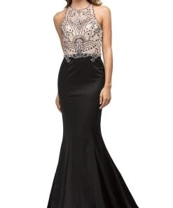 Dancing Queen - 9706 Teardrop Back Cutout Beaded Ornate Prom Dress
