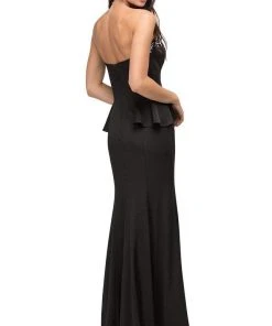 Dancing Queen - 9713 Strapless Sweetheart Prom Dress With Side Peplum