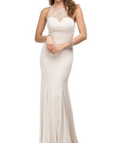 Dancing Queen - 9715 Adorned Sleeveless Illusion Jewel Jersey Prom Dress 16 Dancing Queen - 9715 Adorned Sleeveless Illusion Jewel Jersey Prom Dress