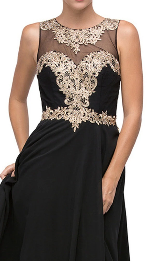 Dancing Queen - 9764 Gilded Lace Illusion A-Line Prom Dress 4 Dancing Queen - 9764 Gilded Lace Illusion A-Line Prom Dress