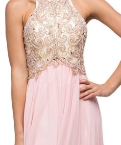 Dancing Queen - 9776 Chiffon Halter A-Line Evening Dress 10 Dancing Queen - 9776 Chiffon Halter A-Line Evening Dress