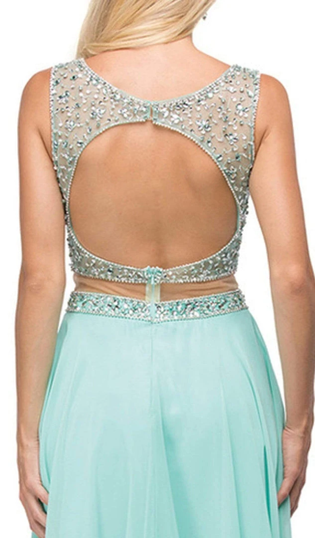 Dancing Queen - 9789 Illusion Two-Piece Embellished Top Prom Dress 6 Dancing Queen - 9789 Illusion Two-Piece Embellished Top Prom Dress