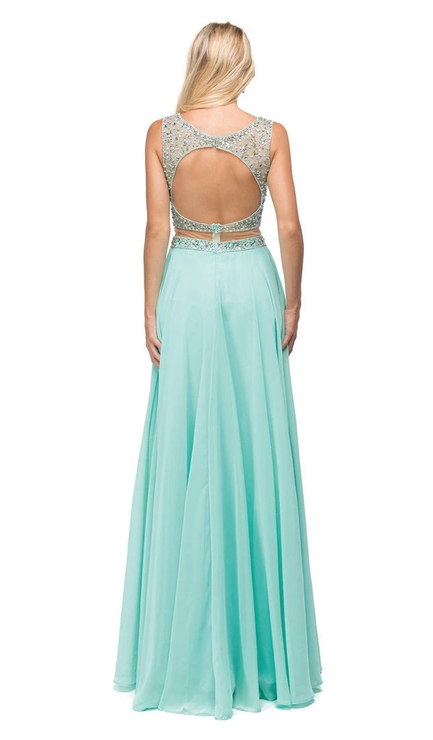Dancing Queen - 9789 Illusion Two-Piece Embellished Top Prom Dress 5 Dancing Queen - 9789 Illusion Two-Piece Embellished Top Prom Dress