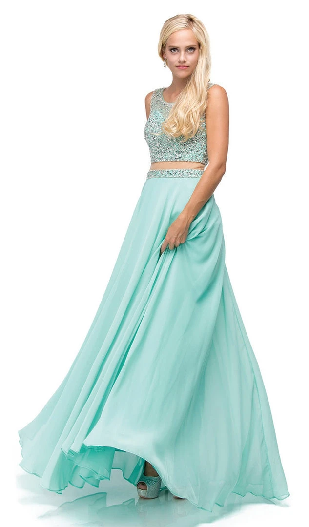 Dancing Queen - 9789 Illusion Two-Piece Embellished Top Prom Dress 3 Dancing Queen - 9789 Illusion Two-Piece Embellished Top Prom Dress