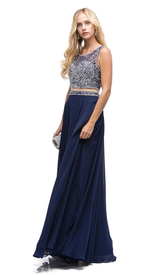 Dancing Queen - 9789 Illusion Two-Piece Embellished Top Prom Dress 7 Dancing Queen - 9789 Illusion Two-Piece Embellished Top Prom Dress