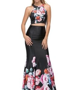 Dancing Queen - 9904 Two-Piece Floral Multi-print Formal Dress