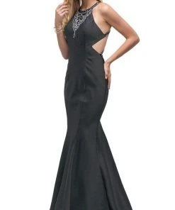 Dancing Queen - 9906 Embellished Halter Neck Mermaid Prom Dress