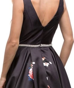 Dancing Queen - 9920 Attractive Long V-Neck Floral Print Prom Dress 10 Dancing Queen - 9920 Attractive Long V-Neck Floral Print Prom Dress