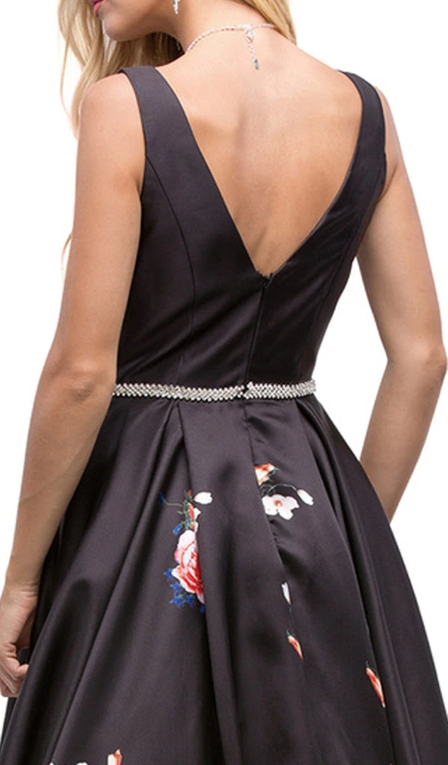 Dancing Queen - 9920 Attractive Long V-Neck Floral Print Prom Dress 6 Dancing Queen - 9920 Attractive Long V-Neck Floral Print Prom Dress