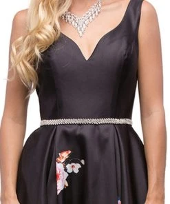 Dancing Queen - 9920 Attractive Long V-Neck Floral Print Prom Dress 9 Dancing Queen - 9920 Attractive Long V-Neck Floral Print Prom Dress