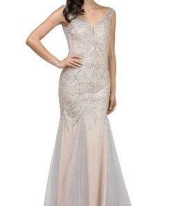 Dancing Queen - 9978 Embellished V-Neck Trumpet Prom Dress