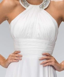 Elizabeth K - GL1013 Beaded Halter Empire Charmeuse Long Dress 15 Elizabeth K - GL1013 Beaded Halter Empire Charmeuse Long Dress