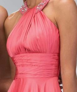 Elizabeth K - GL1013 Beaded Halter Empire Charmeuse Long Dress 19 Elizabeth K - GL1013 Beaded Halter Empire Charmeuse Long Dress