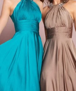 Elizabeth K - GL1013 Beaded Halter Empire Charmeuse Long Dress 23 Elizabeth K - GL1013 Beaded Halter Empire Charmeuse Long Dress