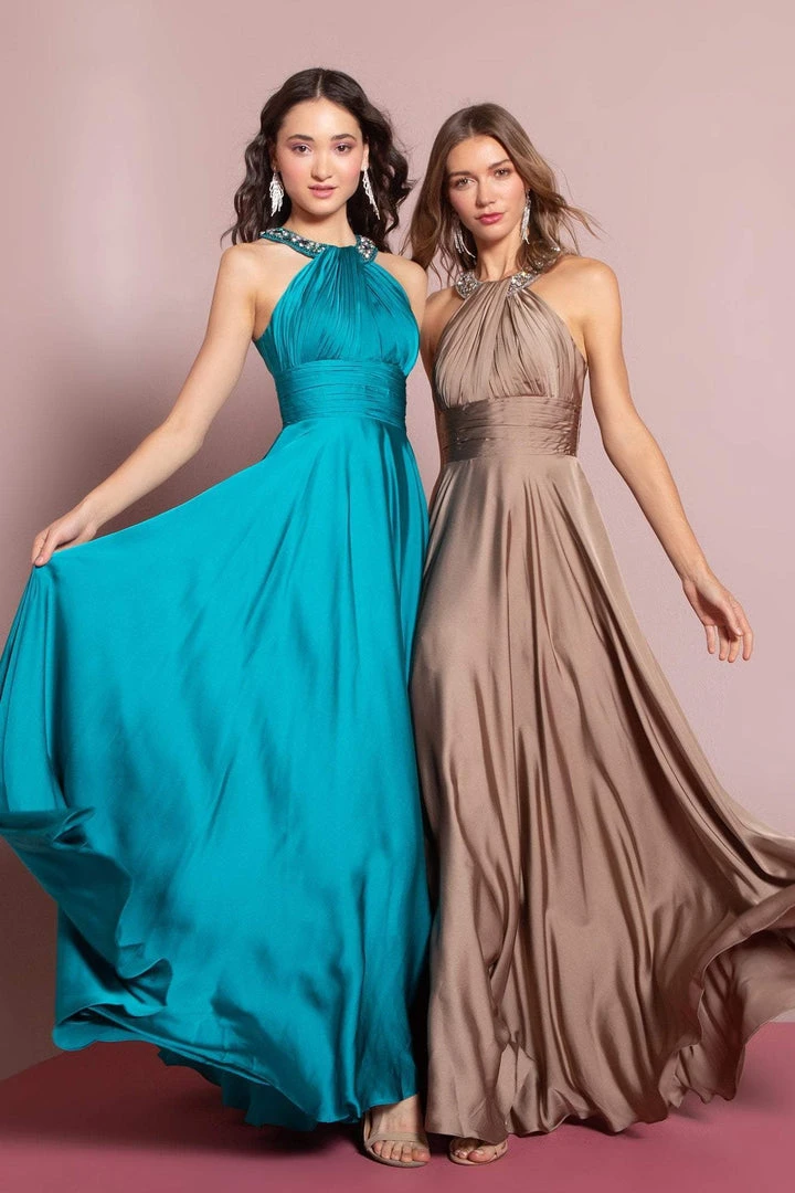Elizabeth K - GL1013 Beaded Halter Empire Charmeuse Long Dress 11 Elizabeth K - GL1013 Beaded Halter Empire Charmeuse Long Dress