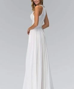 Elizabeth K - GL1013 Beaded Halter Empire Charmeuse Long Dress 14 Elizabeth K - GL1013 Beaded Halter Empire Charmeuse Long Dress
