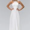 Elizabeth K - GL1013 Beaded Halter Empire Charmeuse Long Dress