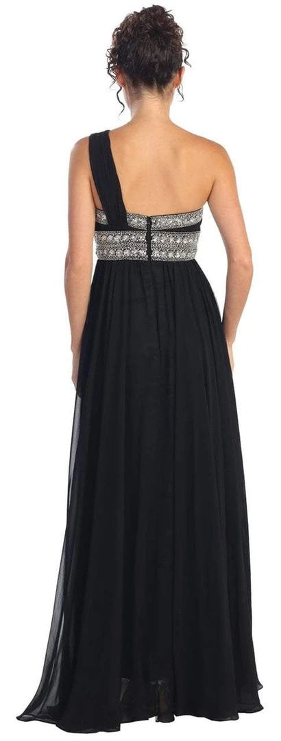 Elizabeth K - GL1015 One Shoulder Bejeweled Empire Long Dress 6 Elizabeth K - GL1015 One Shoulder Bejeweled Empire Long Dress
