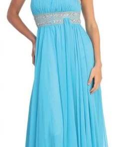 Elizabeth K - GL1015 One Shoulder Bejeweled Empire Long Dress 26 Elizabeth K - GL1015 One Shoulder Bejeweled Empire Long Dress