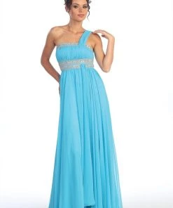 Elizabeth K - GL1015 One Shoulder Bejeweled Empire Long Dress 25 Elizabeth K - GL1015 One Shoulder Bejeweled Empire Long Dress