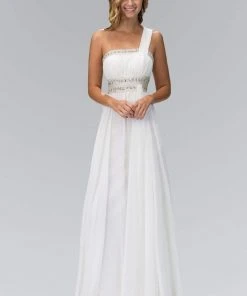 Elizabeth K - GL1015 One Shoulder Bejeweled Empire Long Dress 24 Elizabeth K - GL1015 One Shoulder Bejeweled Empire Long Dress