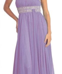 Elizabeth K - GL1015 One Shoulder Bejeweled Empire Long Dress 28 Elizabeth K - GL1015 One Shoulder Bejeweled Empire Long Dress