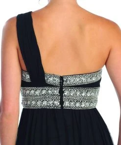 Elizabeth K - GL1015 One Shoulder Bejeweled Empire Long Dress 21 Elizabeth K - GL1015 One Shoulder Bejeweled Empire Long Dress