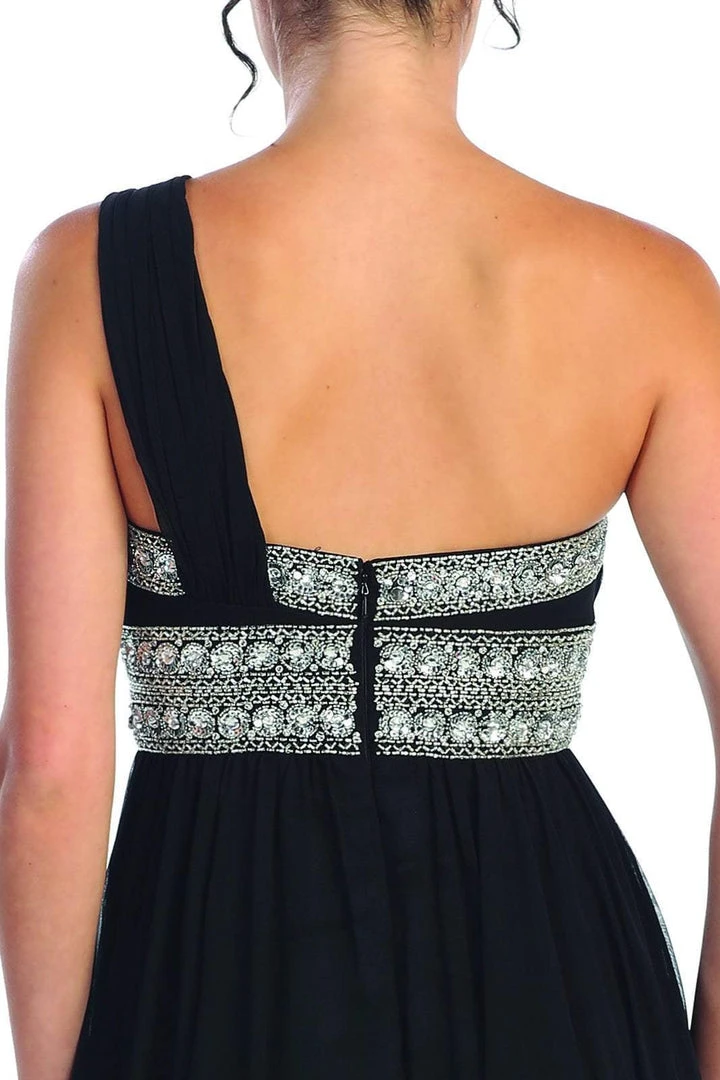 Elizabeth K - GL1015 One Shoulder Bejeweled Empire Long Dress 8 Elizabeth K - GL1015 One Shoulder Bejeweled Empire Long Dress