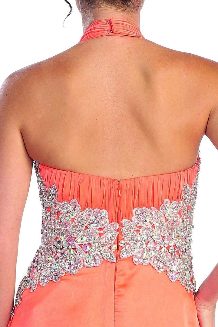 Elizabeth K - GL1046 Embellished Ruched Halter Neck Chiffon Dress 11 Elizabeth K - GL1046 Embellished Ruched Halter Neck Chiffon Dress