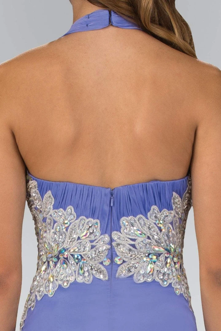 Elizabeth K - GL1046 Embellished Ruched Halter Neck Chiffon Dress 6 Elizabeth K - GL1046 Embellished Ruched Halter Neck Chiffon Dress