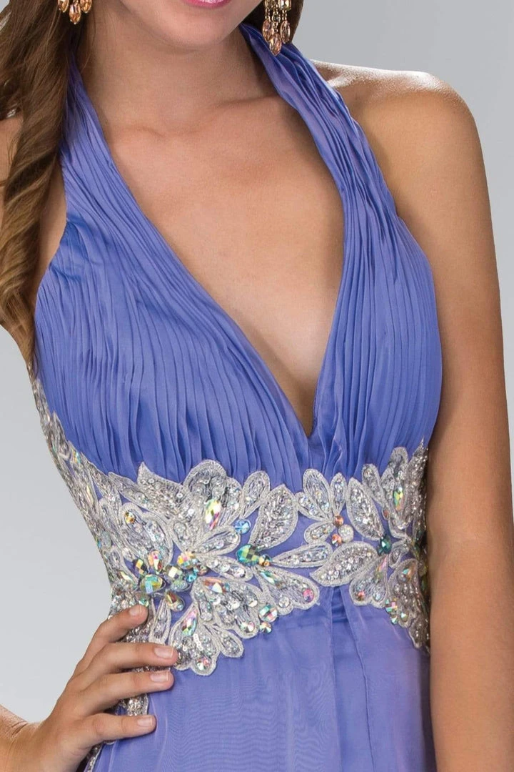 Elizabeth K - GL1046 Embellished Ruched Halter Neck Chiffon Dress 7 Elizabeth K - GL1046 Embellished Ruched Halter Neck Chiffon Dress