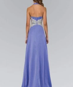 Elizabeth K - GL1046 Embellished Ruched Halter Neck Chiffon Dress 17 Elizabeth K - GL1046 Embellished Ruched Halter Neck Chiffon Dress