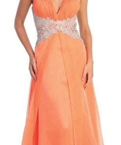 Elizabeth K - GL1046 Embellished Ruched Halter Neck Chiffon Dress 20 Elizabeth K - GL1046 Embellished Ruched Halter Neck Chiffon Dress