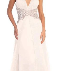 Elizabeth K - GL1046 Embellished Ruched Halter Neck Chiffon Dress 25 Elizabeth K - GL1046 Embellished Ruched Halter Neck Chiffon Dress